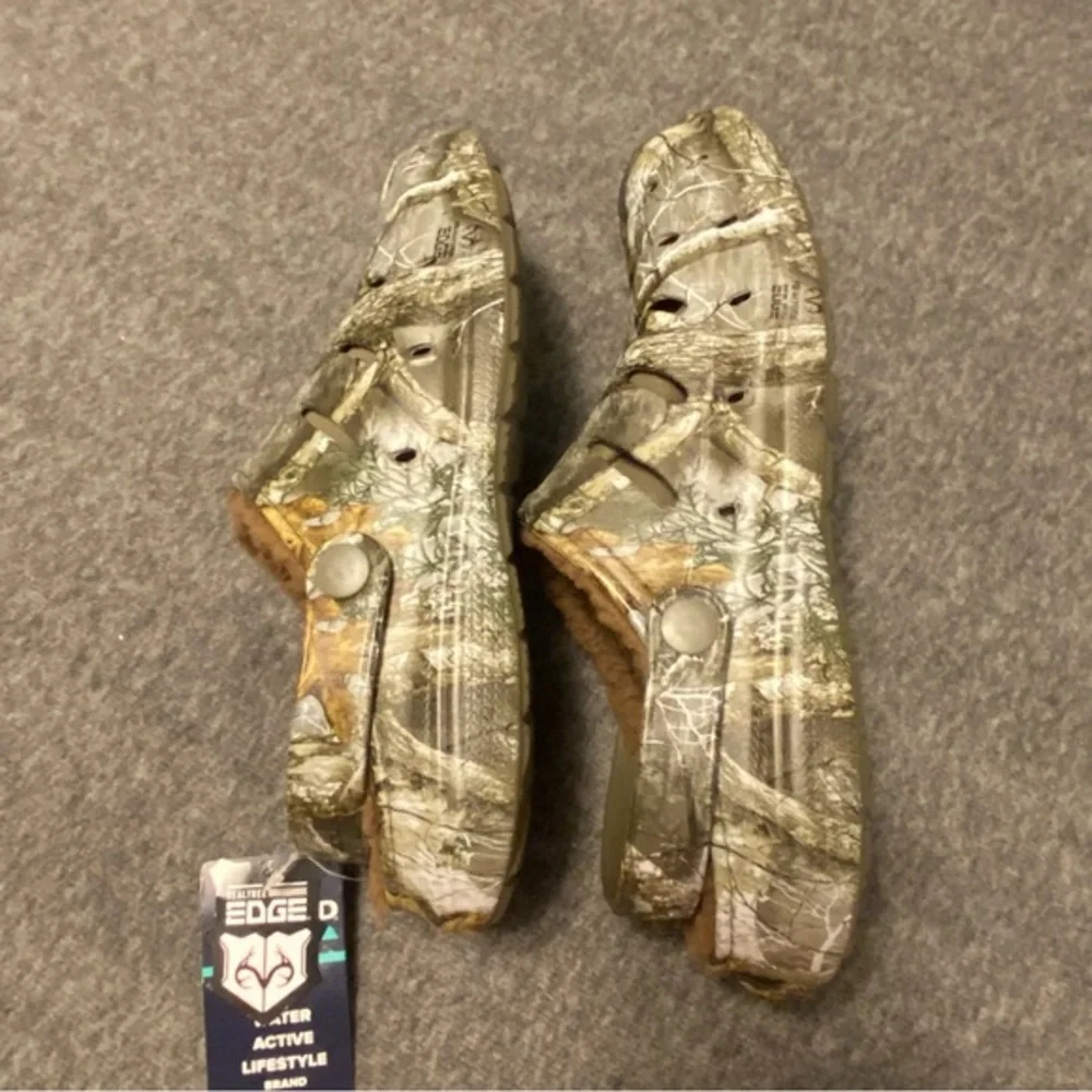Realtree Shoes Mens Size 8 Lined Clogs Camo Water Active Lifestyle Slip‎ On New